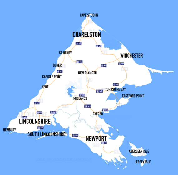 Map of the Isle of Greater Lincoln