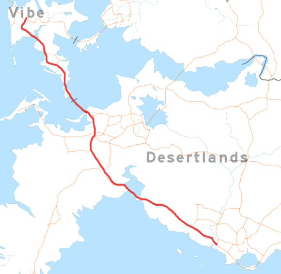 Map of the Desert to Desert Expressway